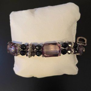 Faux Gemstones Purple and Silver Accents with Silver Clasp